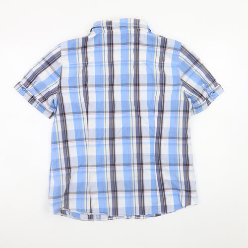Gerry Weber Edition Women's Blue Checked Short Sleeve Shirt Size 16
