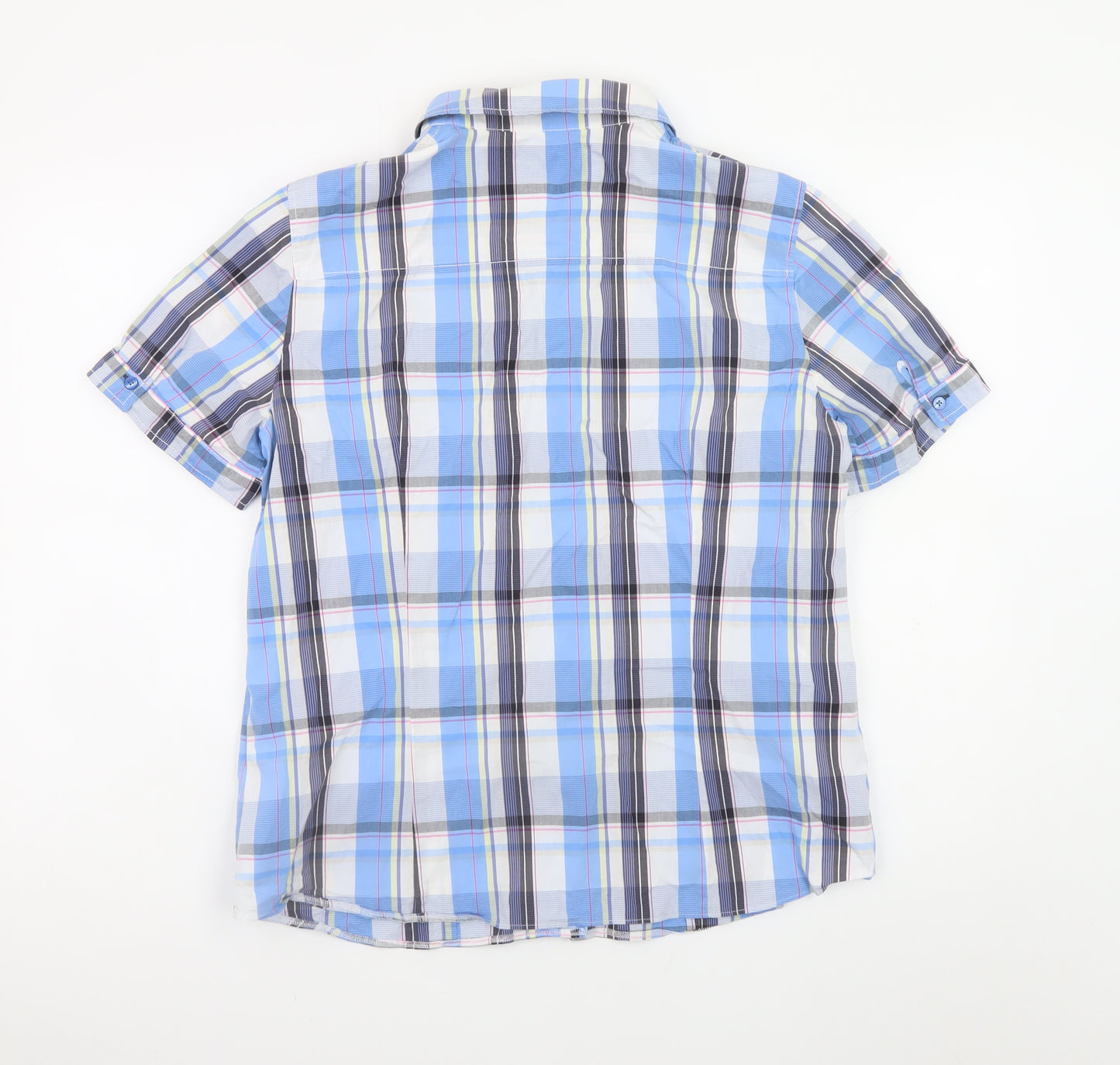 Gerry Weber Edition Women's Blue Checked Short Sleeve Shirt Size 16