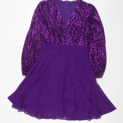 Kate & Pippa Women's Purple Sequin Fit & Flare Short Dress Size S