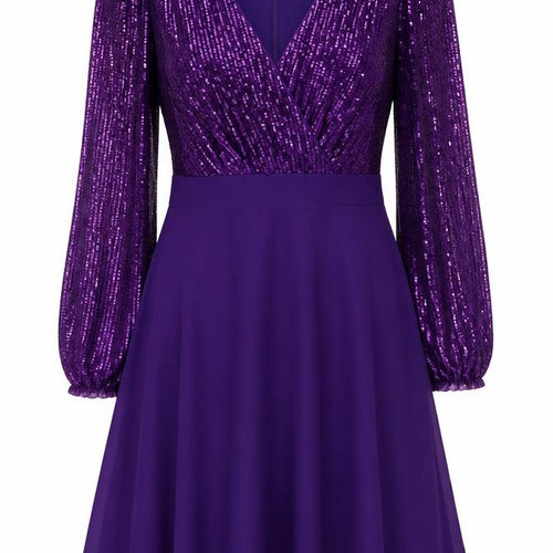 Kate & Pippa Women's Purple Sequin Fit & Flare Short Dress Size S
