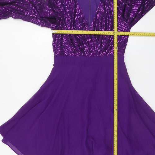 Kate & Pippa Women's Purple Sequin Fit & Flare Short Dress Size S
