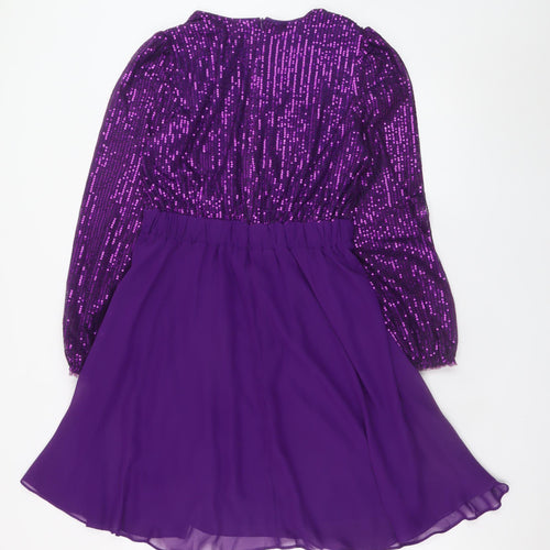 Kate & Pippa Women's Purple Sequin Fit & Flare Short Dress Size S