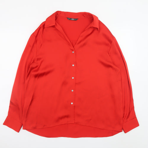 Dunnes Stores Womens Red Button-Up Blouse Size 14