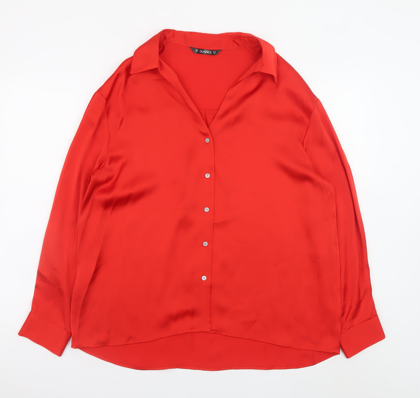 Dunnes Stores Womens Red Button-Up Blouse Size 14