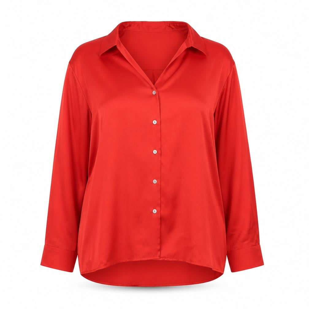 Dunnes Womens Red Button-Up Blouse Size 14