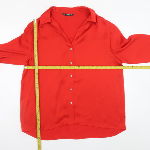 Dunnes Stores Womens Red Button-Up Blouse Size 14