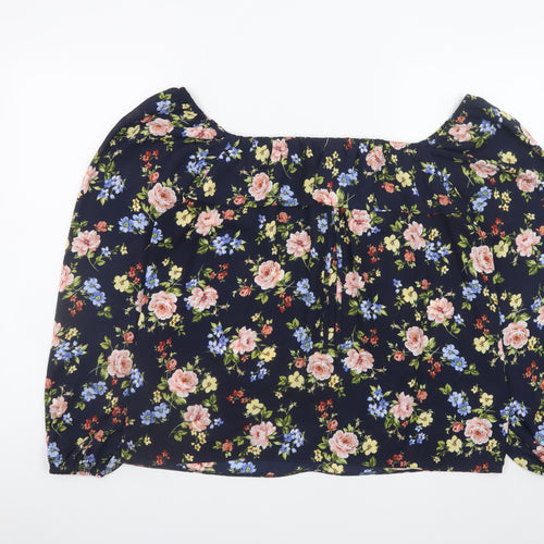 St. Bernard for Dunnes Stores Women's Navy Floral Blouse Size 14