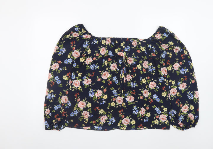 St. Bernard for Dunnes Stores Women's Navy Floral Blouse Size 14