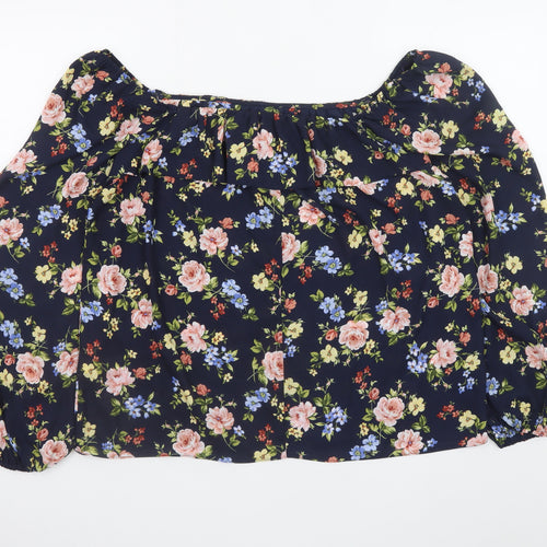 St. Bernard for Dunnes Stores Women's Navy Floral Blouse Size 14