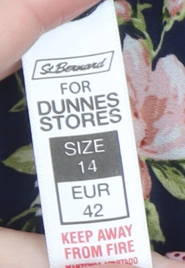 St. Bernard for Dunnes Stores Women's Navy Floral Blouse Size 14