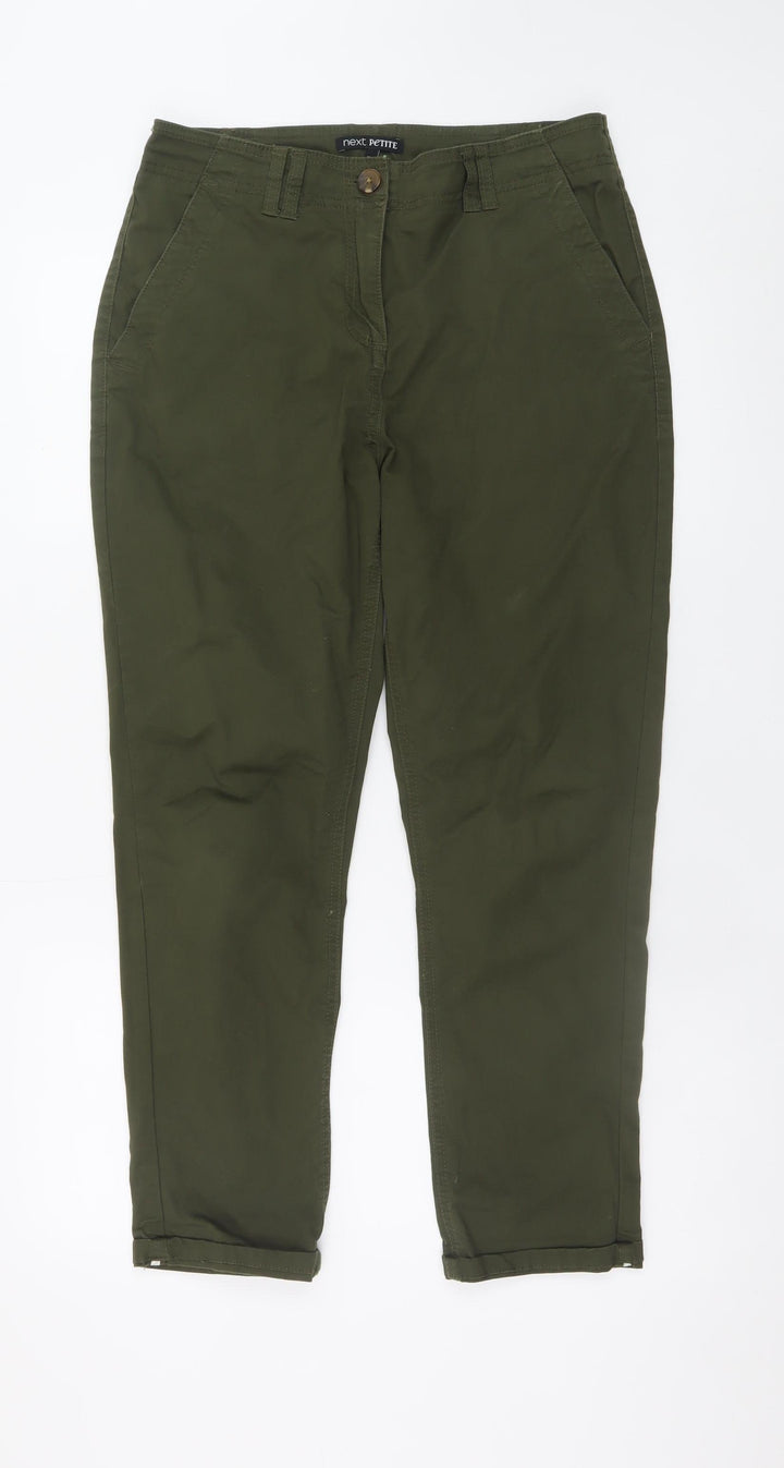 Next Petite Women's Green Slim Fit Chino Trousers Size S