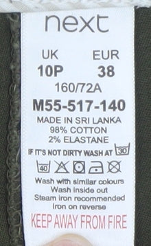 Next Petite Women's Green Slim Fit Chino Trousers Size S