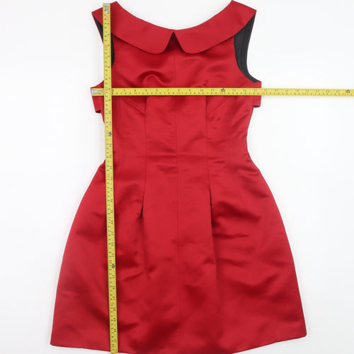 Zara Women Red Fit & Flare Knee Length Satin Dress Size 8