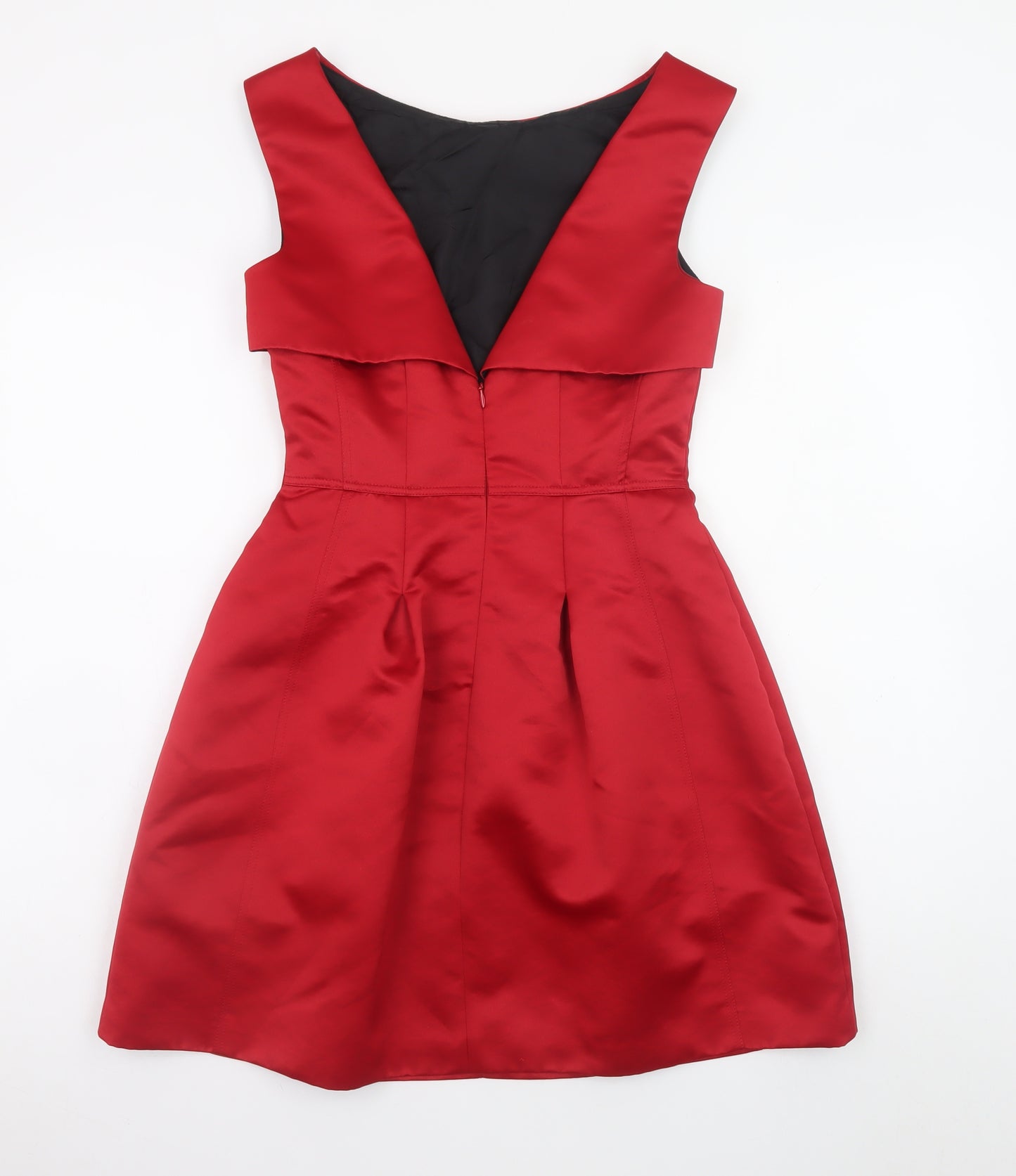 Zara Women Red Fit & Flare Knee Length Satin Dress Size 8