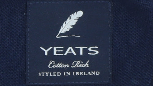 Yeats Men's Navy Pink Grey Striped Cotton Polo Shirt XXL