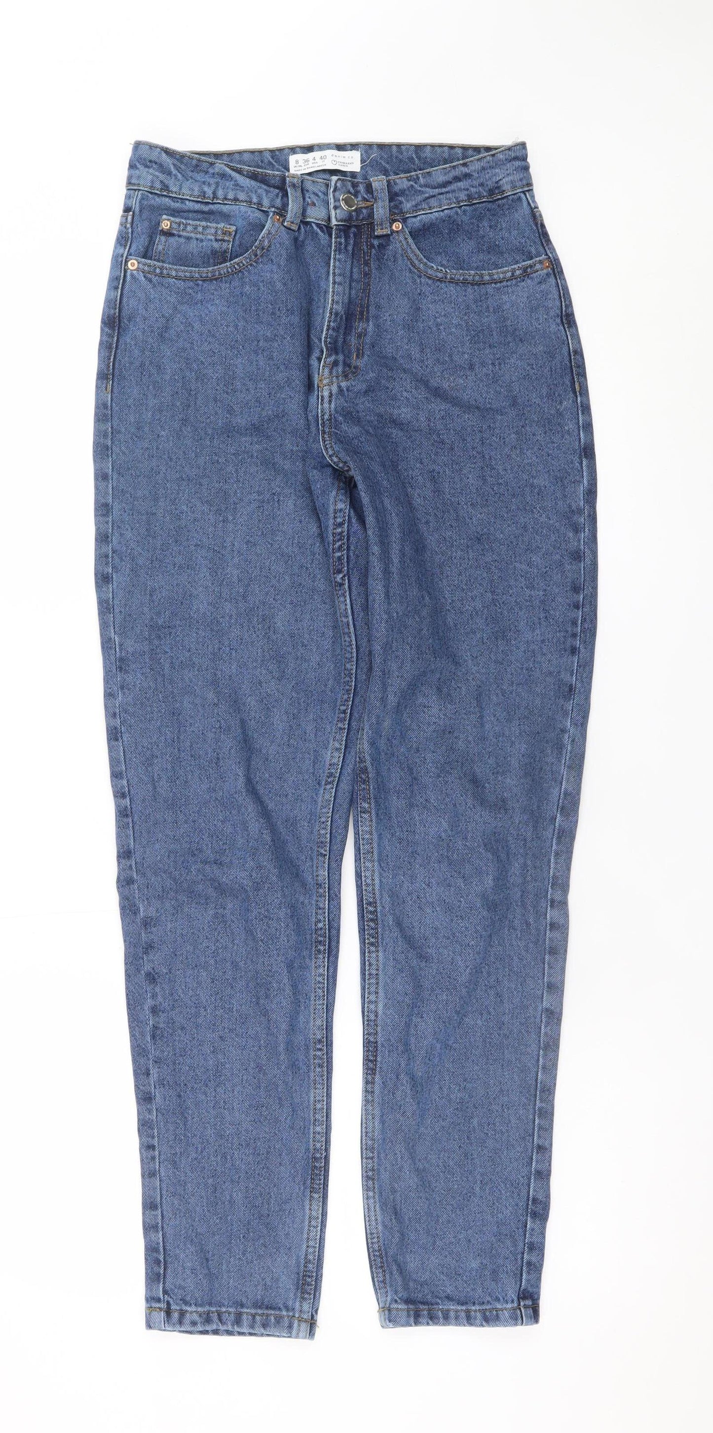 Primark Women’s Blue High Rise Mom Jeans Size 8 Relaxed Fit Denim