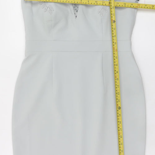 Little Mistress Women’s Grey UK 12 Pencil Dress with Lace Detail