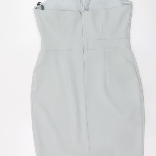 Little Mistress Women’s Grey UK 12 Pencil Dress with Lace Detail