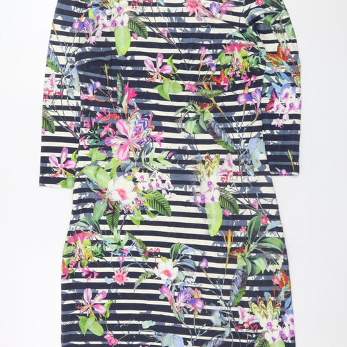 Betty Barclay Womens Multicoloured Floral Stripe Bodycon Dress Size 12