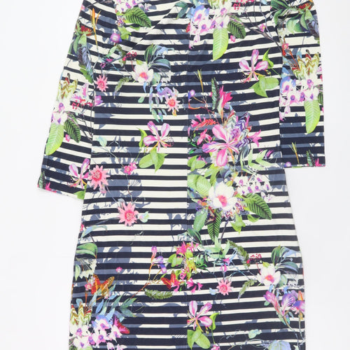 Betty Barclay Womens Multicoloured Floral Stripe Bodycon Dress Size 12