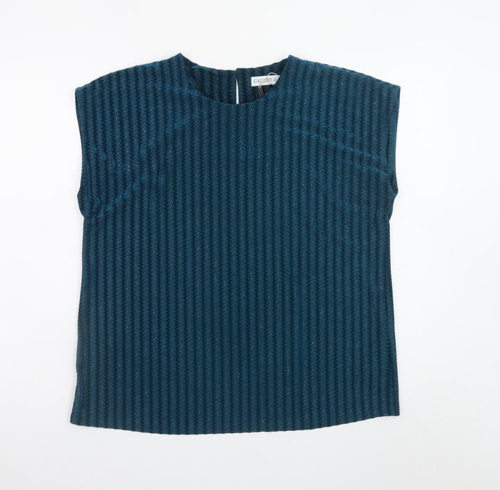 Gallery Women’s Blue Velvet Sleeveless Blouse Size 14