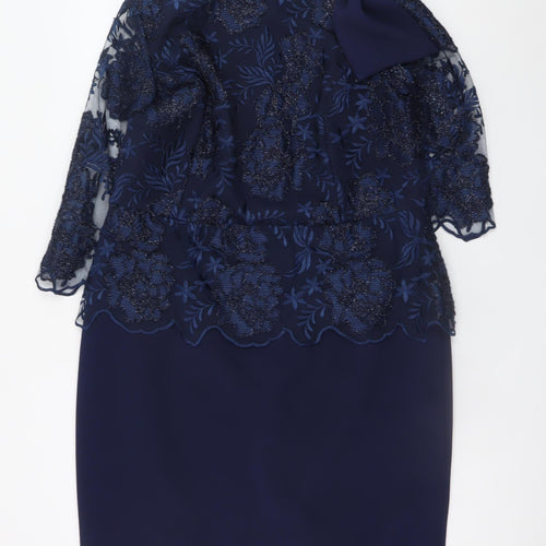 Via Veneto Women’s Blue Lace Sheath Dress Size 14 Formal Wedding