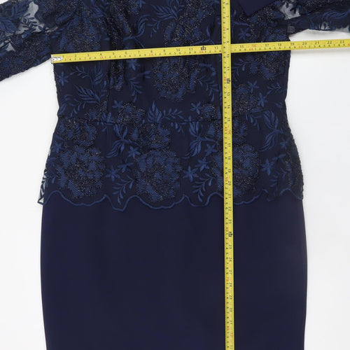 Via Veneto Women’s Blue Lace Sheath Dress Size 14 Formal Wedding