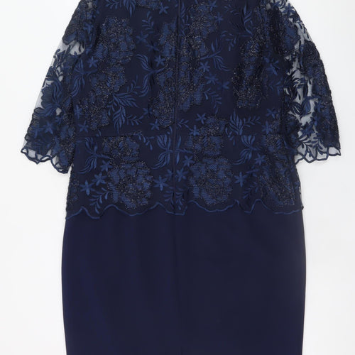 Via Veneto Women’s Blue Lace Sheath Dress Size 14 Formal Wedding