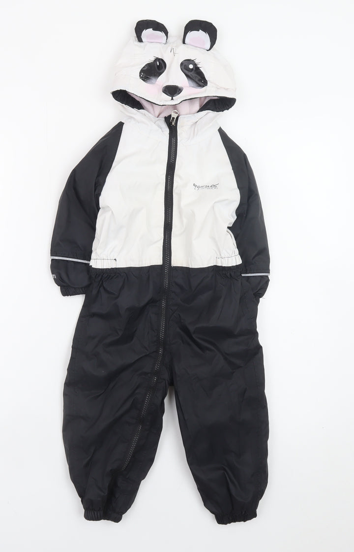 Regatta Baby Unisex Black White Panda Snowsuit 12-18 Months Hooded Winter