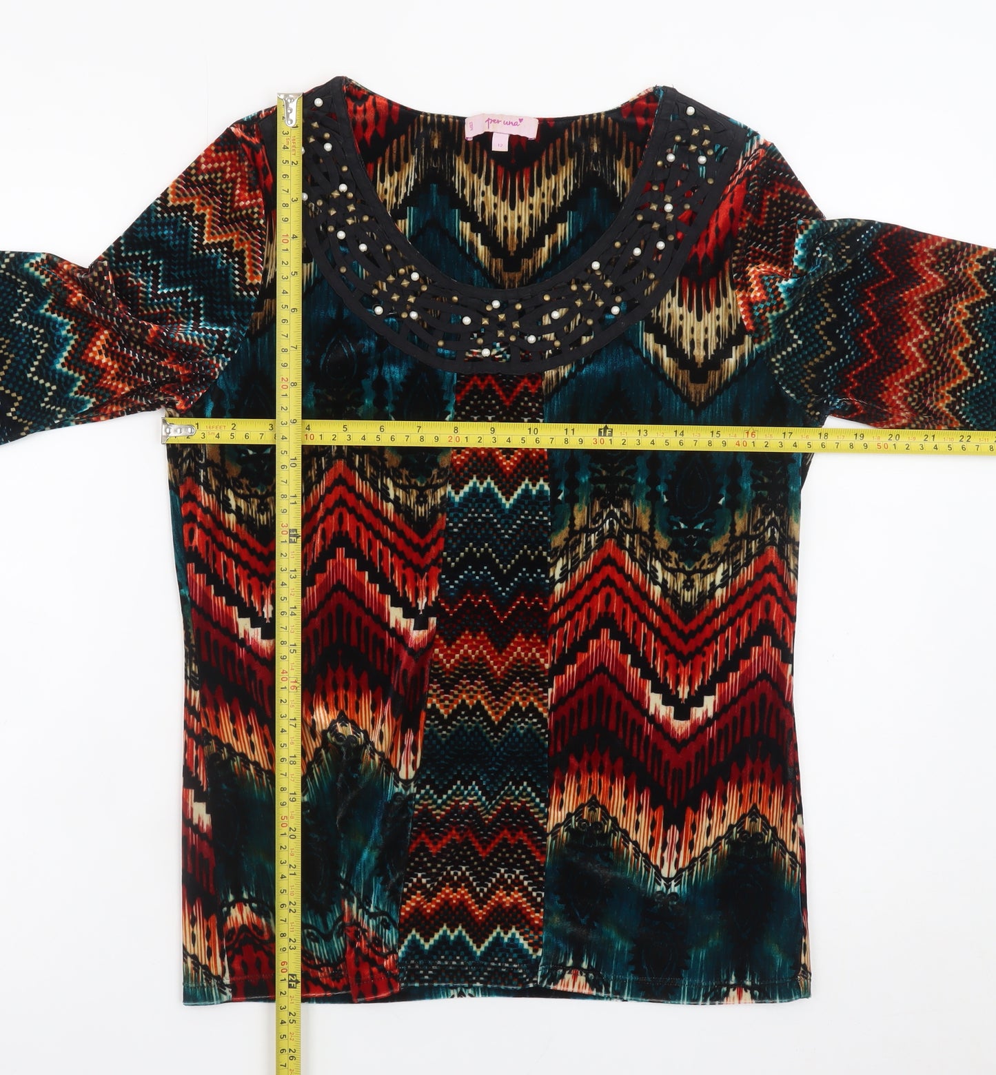 Marks and Spencer Per Una Multicoloured 3/4 Sleeve Tunic Blouse Size 12