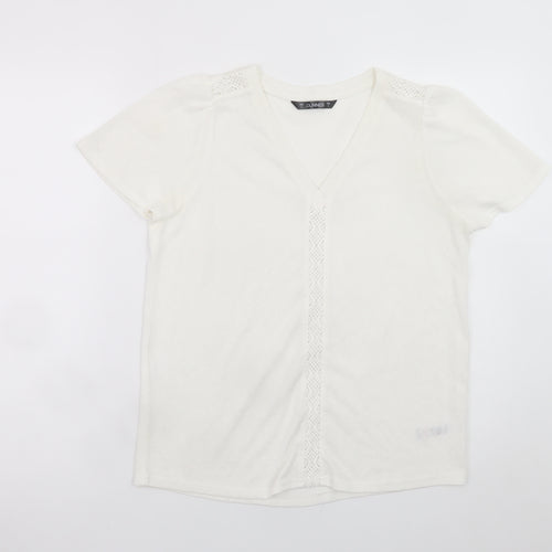 Dunnes Stores Womens Ivory V-Neck Short Sleeve T-Shirt Size S