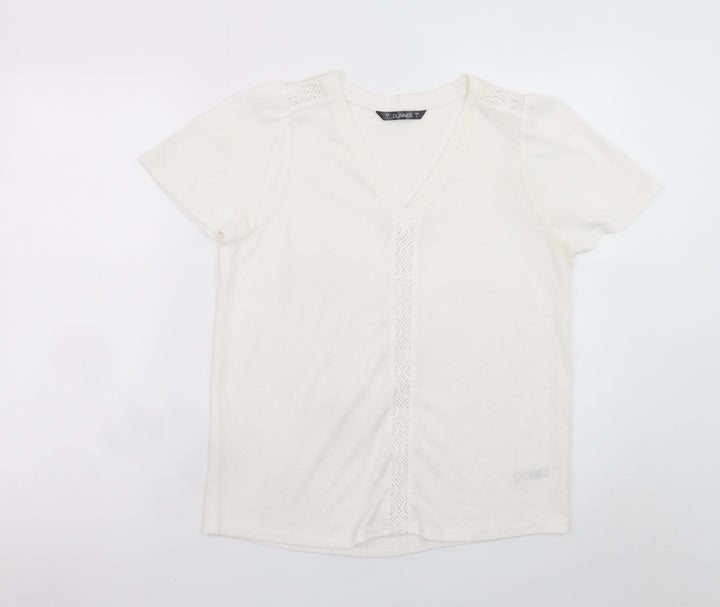 Dunnes Stores Womens Ivory V-Neck Short Sleeve T-Shirt Size S