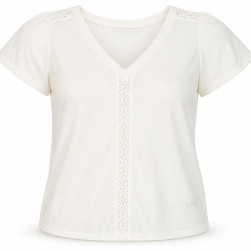 Dunnes Stores Womens Ivory V-Neck Short Sleeve T-Shirt Size S