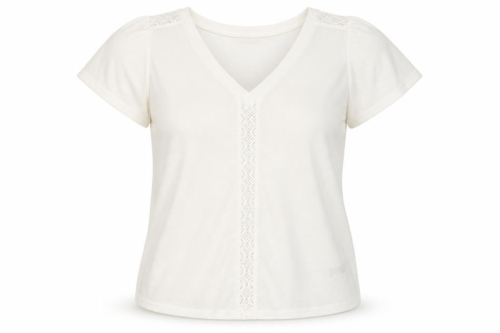 Dunnes Stores Womens Ivory V-Neck Short Sleeve T-Shirt Size S