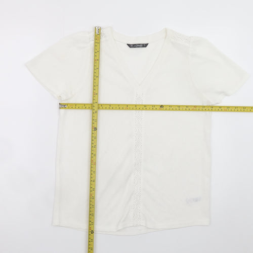 Dunnes Stores Womens Ivory V-Neck Short Sleeve T-Shirt Size S