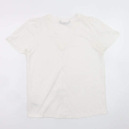 Dunnes Stores Womens Ivory V-Neck Short Sleeve T-Shirt Size S