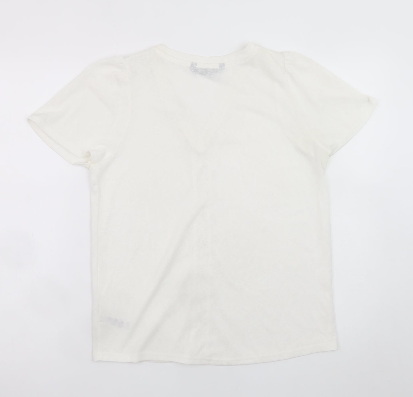 Dunnes Stores Womens Ivory V-Neck Short Sleeve T-Shirt Size S