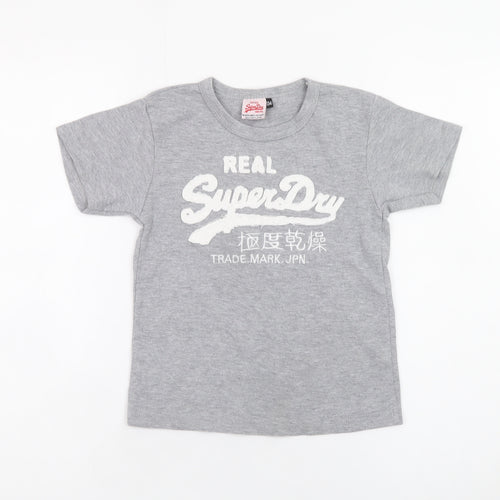 Superdry Boys Grey Graphic Logo T-Shirt 9 Years Regular Fit Short Sleeve