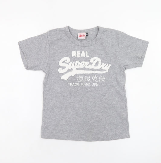 Superdry Boys Grey Graphic Logo T-Shirt 9 Years Regular Fit Short Sleeve