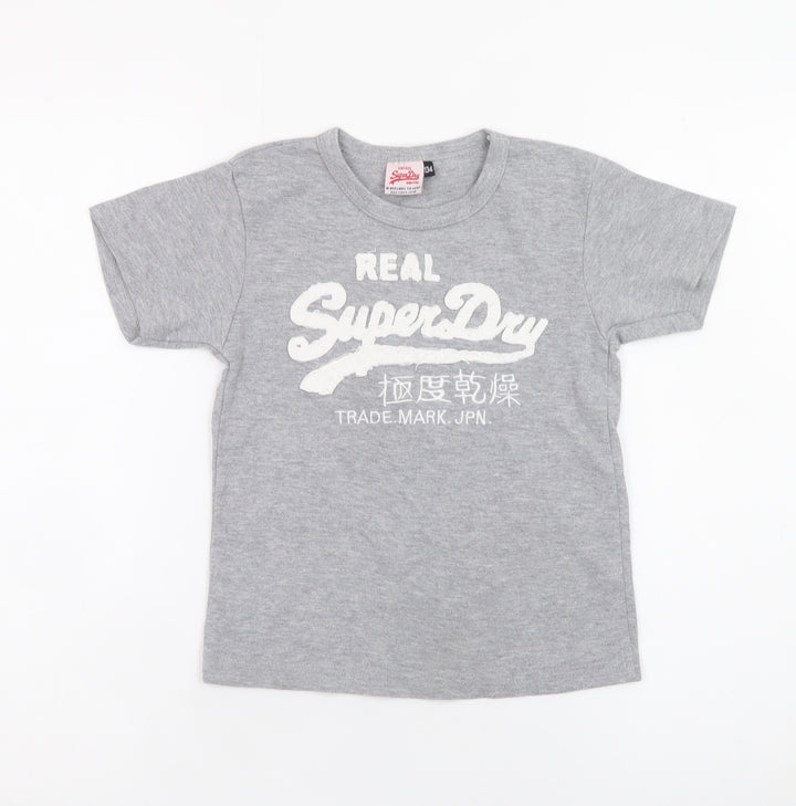 Superdry Boys Grey Graphic Logo T-Shirt 9 Years Regular Fit Short Sleeve