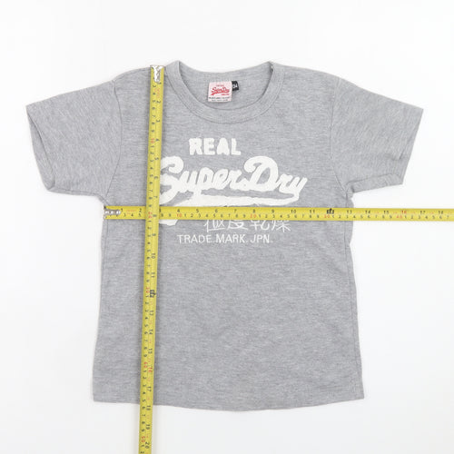 Superdry Boys Grey Graphic Logo T-Shirt 9 Years Regular Fit Short Sleeve