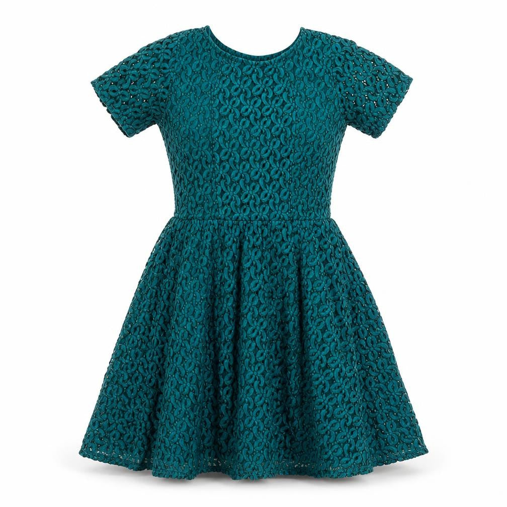 ASOS Women’s Green Lace Skater Dress Size 12 Short Sleeve Party Style