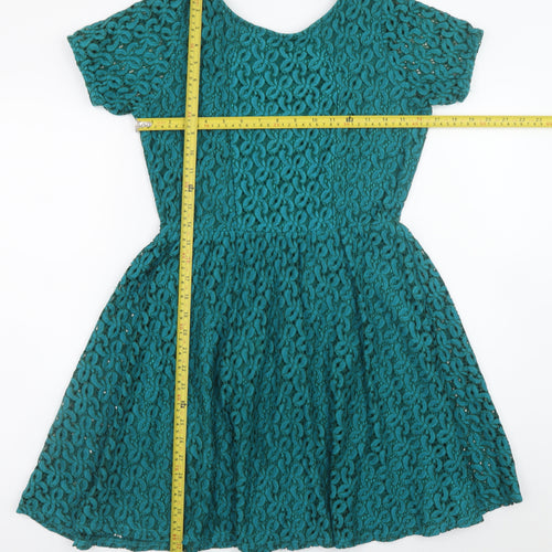 ASOS Women’s Green Lace Skater Dress Size 12 Short Sleeve Party Style