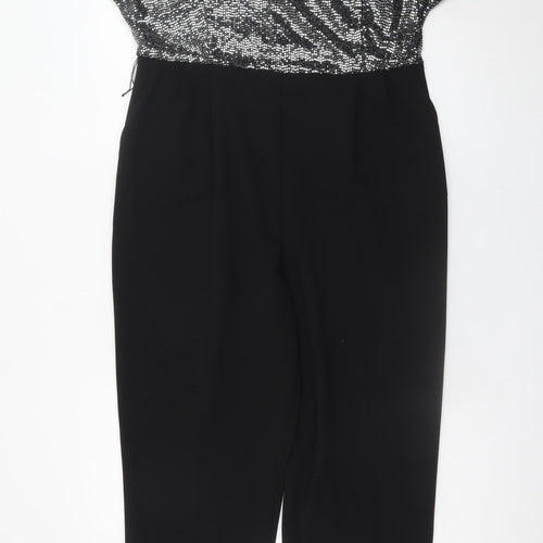 Joseph Ribkoff Womens Black Silver Sequin Jumpsuit UK 16 Partywear