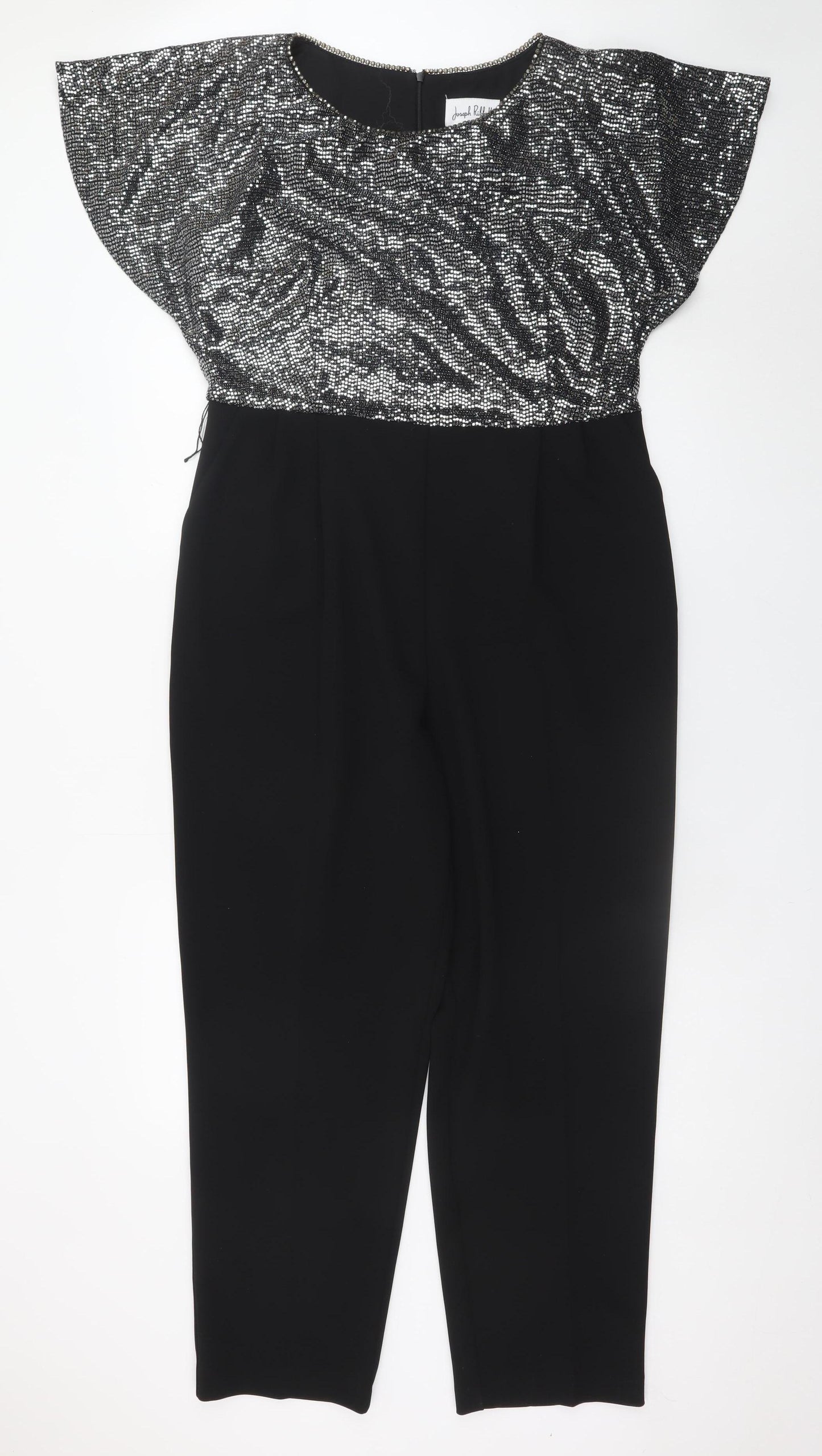 Joseph Ribkoff Womens Black Silver Sequin Jumpsuit UK 16 Partywear