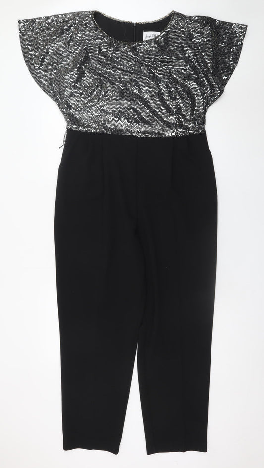 Joseph Ribkoff Womens Black Silver Sequin Jumpsuit UK 16 Partywear