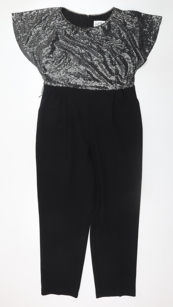 Joseph Ribkoff Womens Black Silver Sequin Jumpsuit UK 16 Partywear