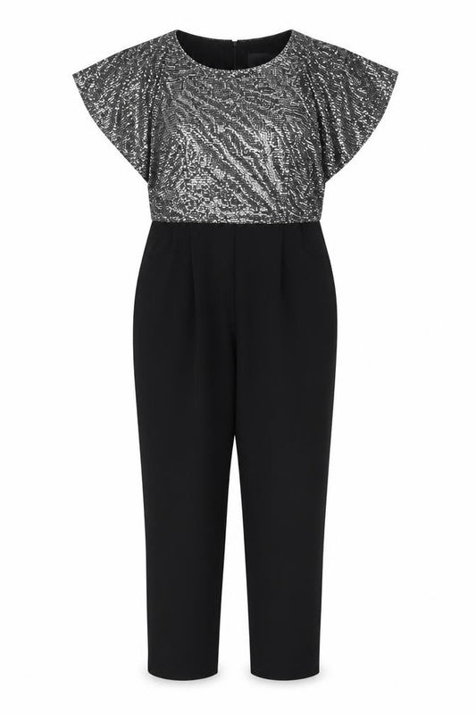 Joseph Ribkoff Womens Black Silver Sequin Jumpsuit UK 16 Partywear