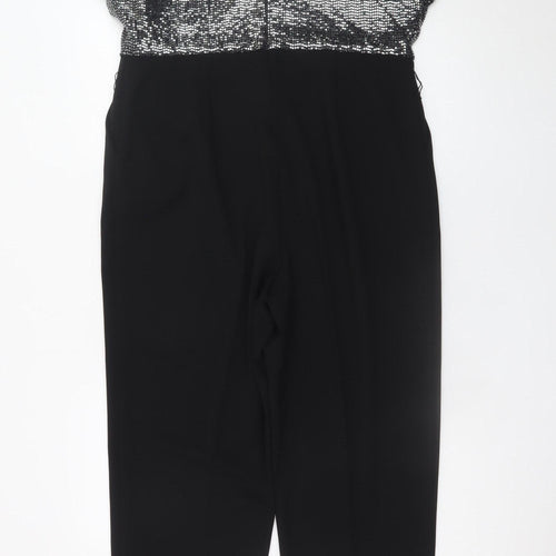 Joseph Ribkoff Womens Black Silver Sequin Jumpsuit UK 16 Partywear