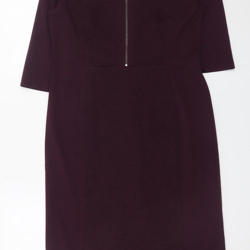 Dunnes Women Purple Sheath Knee Length Zip Dress Size 14